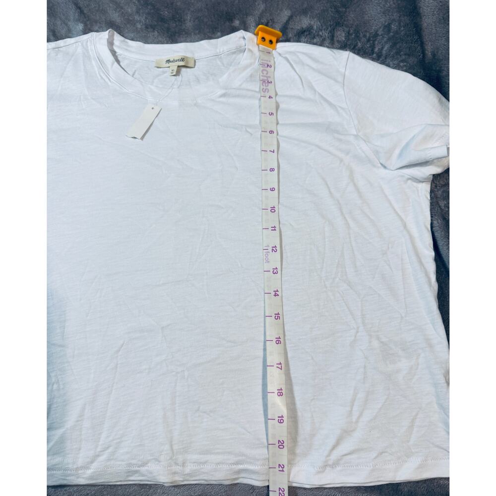 NWT Madewell White Women Slub Boxy-Crop Bella Tee Pima Cotton Causal - Picture 8 of 11